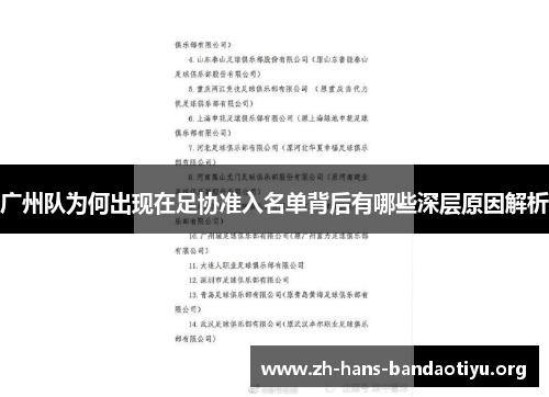 广州队为何出现在足协准入名单背后有哪些深层原因解析 广州队为何出现在足协准入名单背后有哪些深层原因解析